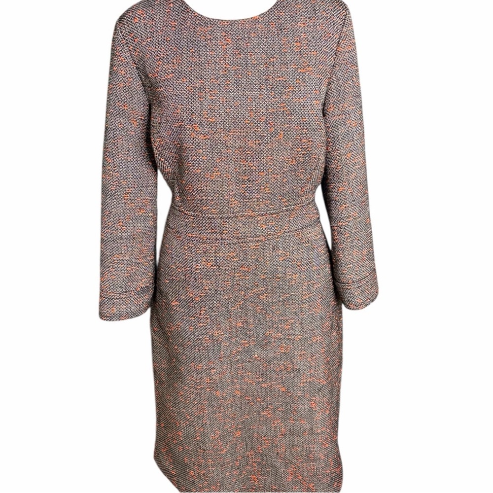 J. Crew Long Sleeve Tweed Dress - Coral and Black
